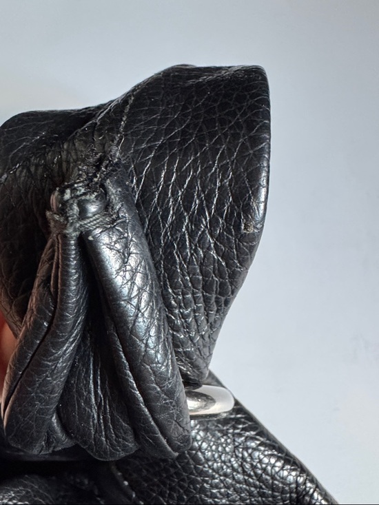 Furla Black Leather Gathered Shoulder Bag with Silver Rings - Picture 6 of 7